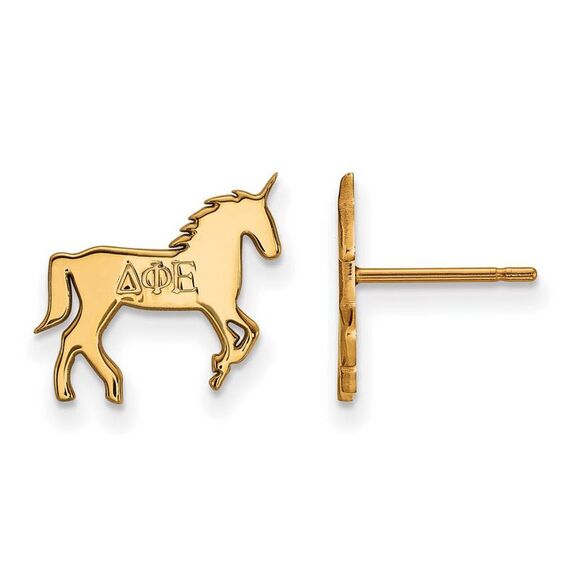 14K Plated Silver Delta Phi Epsilon XS Post Earrings - Picture 1 of 3